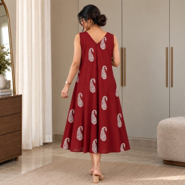 A-Line Rust Orange Dress - Back View A line Rust Orange Dress