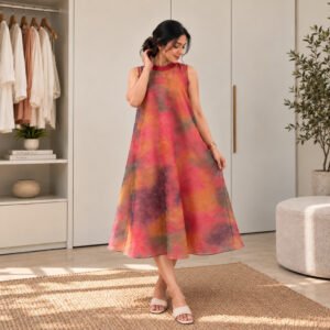 A Line Multi Colour Dress - Front View A Line Multi Colour Dress