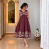 A line Grape colour Dress - Front View A line Grape colour Dress