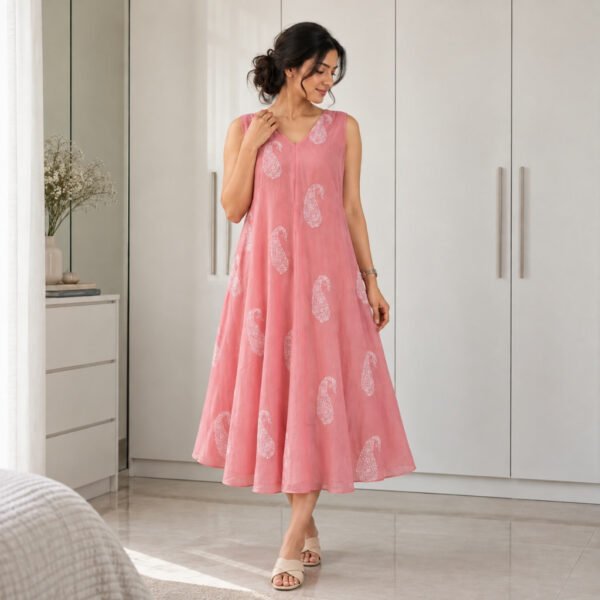 A Line Pastel Pink Dress - Front View A Line Pastel Pink Dress