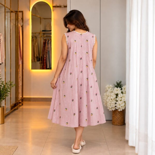 A-Line Dress – Powder Pink – Back View A-Line Dress - Powder Pink