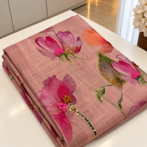Linen Tissue Saree - Pastel Pink Linen Tissue Saree - Pastel Pink