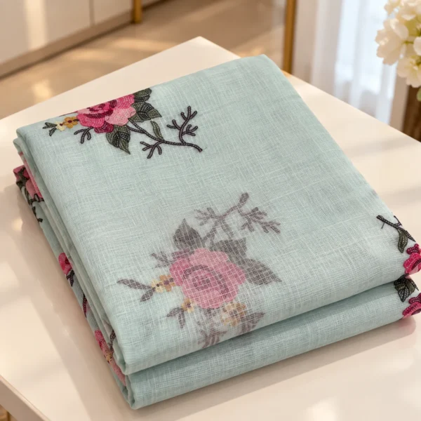 Net Cotta Saree - Powder Blue Net Cotta Saree - Powder Blue