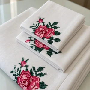 Machine Embroidery white Cross Stitch Cotton Bedsheet - View 2 Machine Embroidery white Cross Stitch Cotton Bedsheet