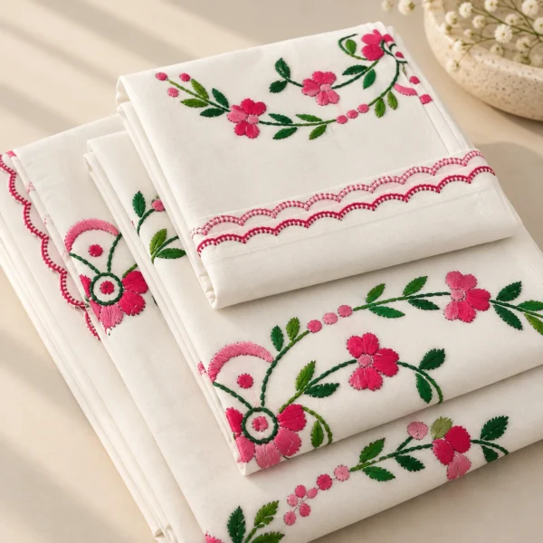 Machine Embroidery Satin Stitch Bedsheet Machine Embroidery Satin Stitch Bedsheet