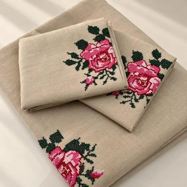 Machine Embroidery Cross Stitch Cotton Bedsheet