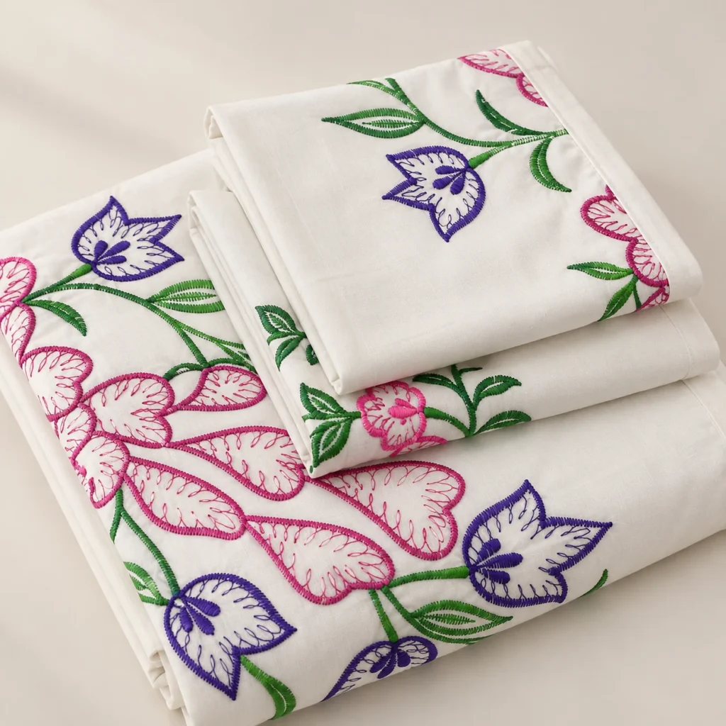 Machine Embroidery Cross Stitch Cotton Bedsheet