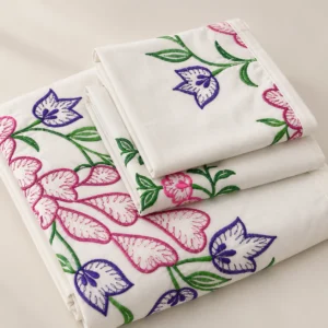 Machine Embroidery Cross Stitch Cotton Bedsheet Machine Embroidery Cross Stitch Cotton Bedsheet