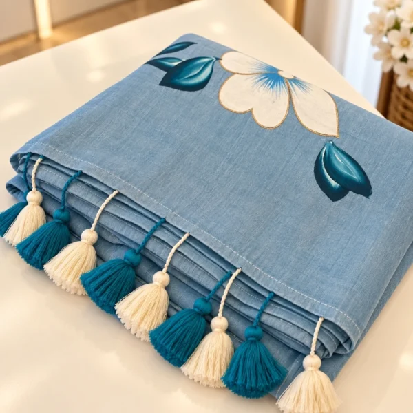 Mul Cotton Saree - Light Blue