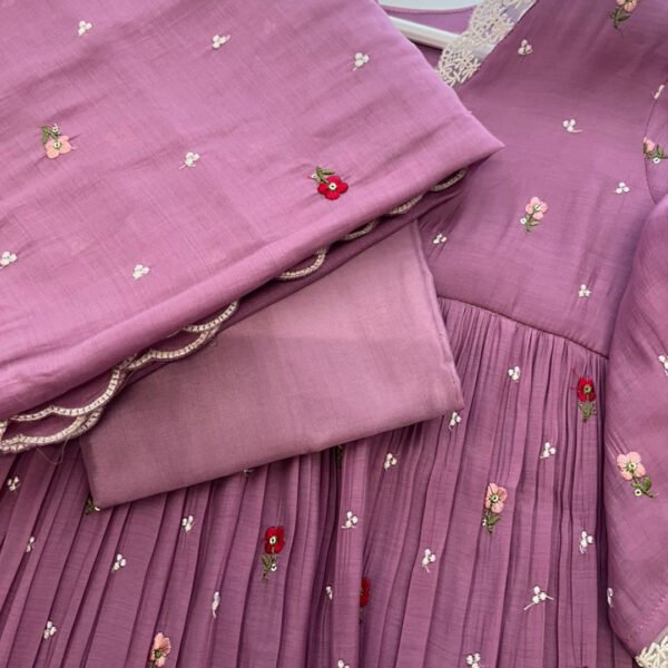 Readymade Salwar - Dusty Lavender - View 3 Floral Printed Readymade Salwar - Onion Pink