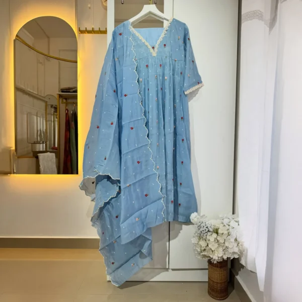 1368 Floral Printed Readymade Salwar - Powder Blue