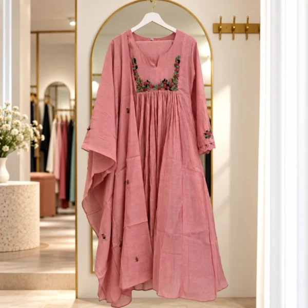 1386_2 Embroidered Readymade Salwar - Dusty Rose