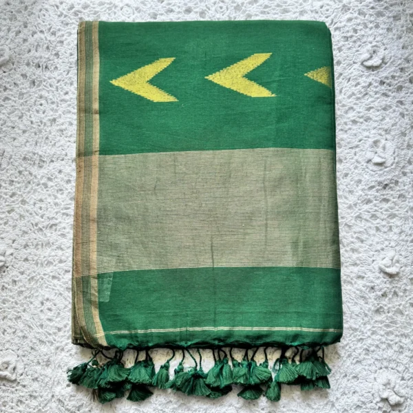 1914 Mul Cotton Saree - Green