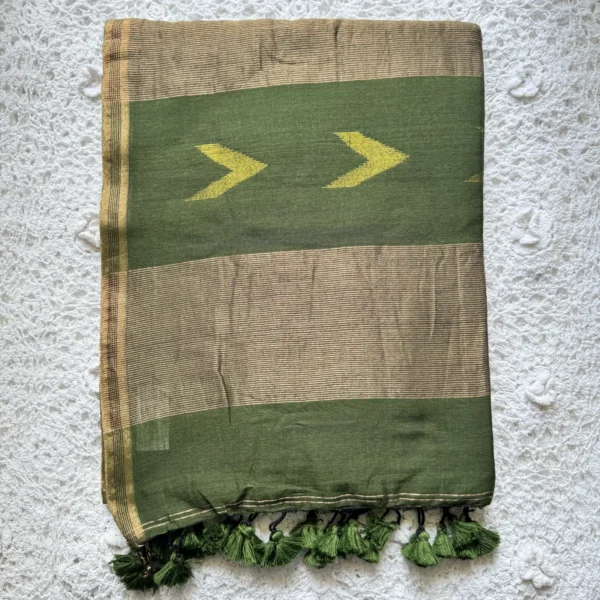 1915 Mul Cotton Saree - Green