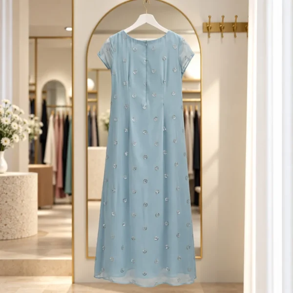1922-1 Georgette A-Line Dress - Blue