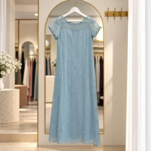 1922 Georgette A-Line Dress - Blue