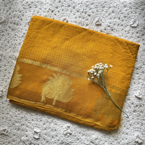 1950 Dola Silk Saree - Mustard Yellow