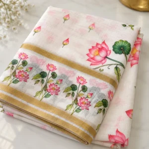 Linen Tissue Saree - White