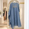 2039_2 Embroidered Readymade Long Salwar - Powder Blue