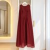 A-Line Dress - Brown Red