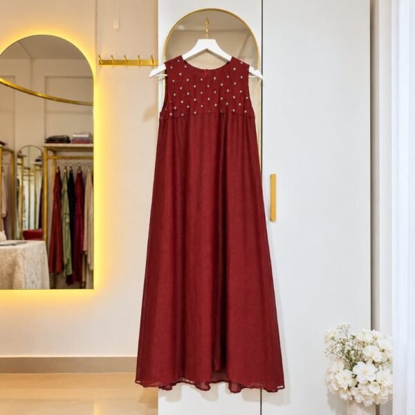 A-Line Dress - Brown Red