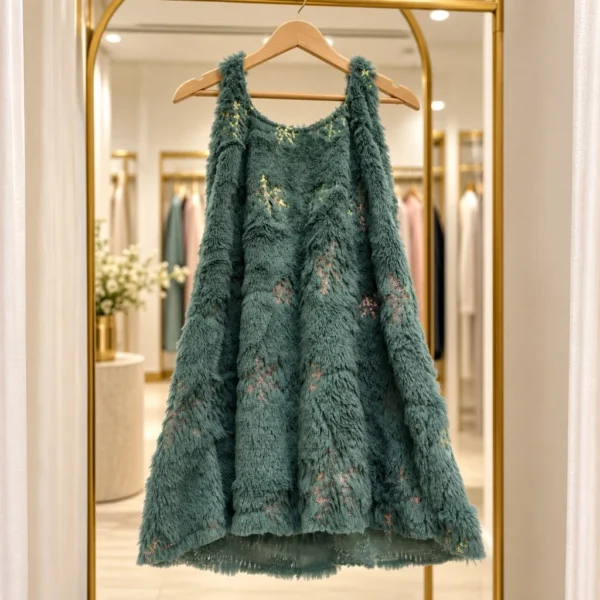 frock_pastel_green_1 Fur A-Line Frock - Pastel Green