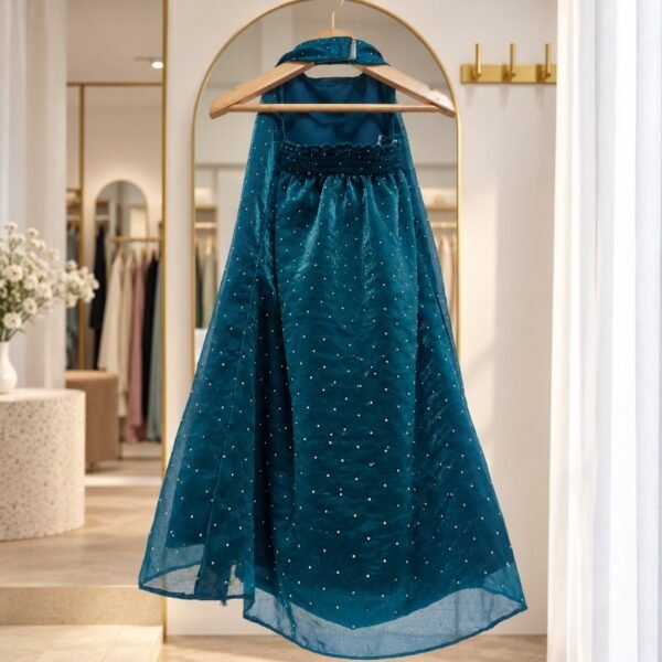 shimmer-organza-frock-peacock-green-back-1.jpg Shimmer Organza Frock - Peacock Green