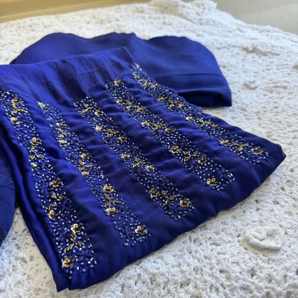 soft_silk_blue_2 Soft Silk with Handwork Unstitched Salwar Suit - Blue