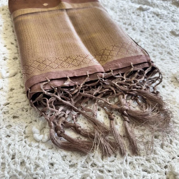 soft_silk_brown_3 Dolo Silk Banarasi Unstitched Salwar Suit - Brown
