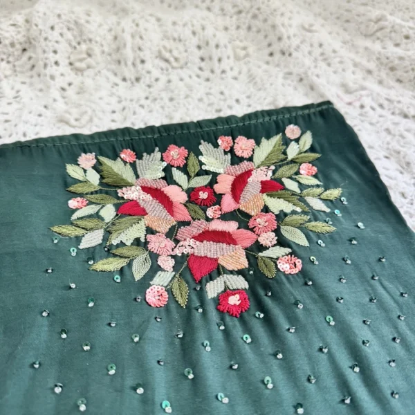 soft_silk_green_2 Soft Silk with Handwork Unstitched Salwar Suit - Green